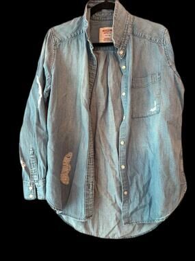 Mossimo Supply Co. Distressed Denim Button-Down Shirt – Size Large